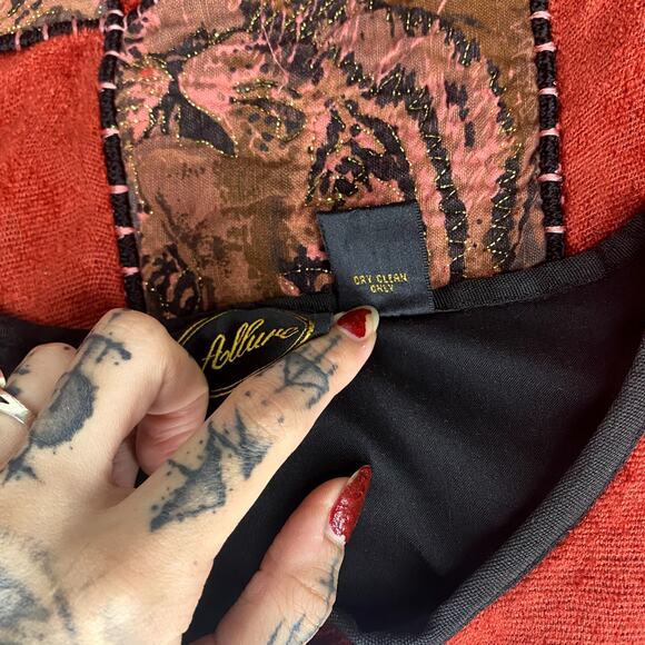 Allure Vtg Patchwork Safari Animal Cute Oversized Jacket Hippie Boho - Picture 14 of 14